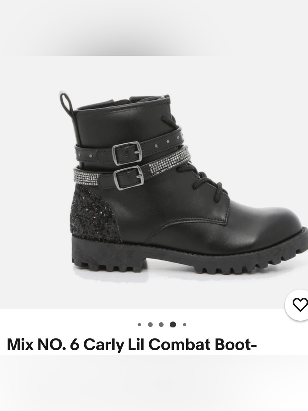 Mix No6 Carly Lil Combat Boot/Black with Sparkle good condition. Size 4 M girls